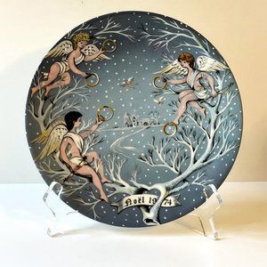 Haviland Limoges France Cupids Twelve Days of Christmas Plate Signed Dated 1974